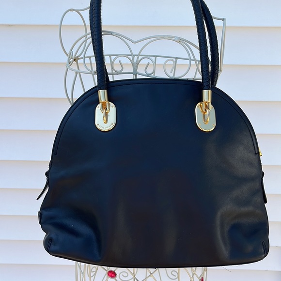 Cole haan black leather tote with braided straps and gold hardware - Picture 5 of 11
